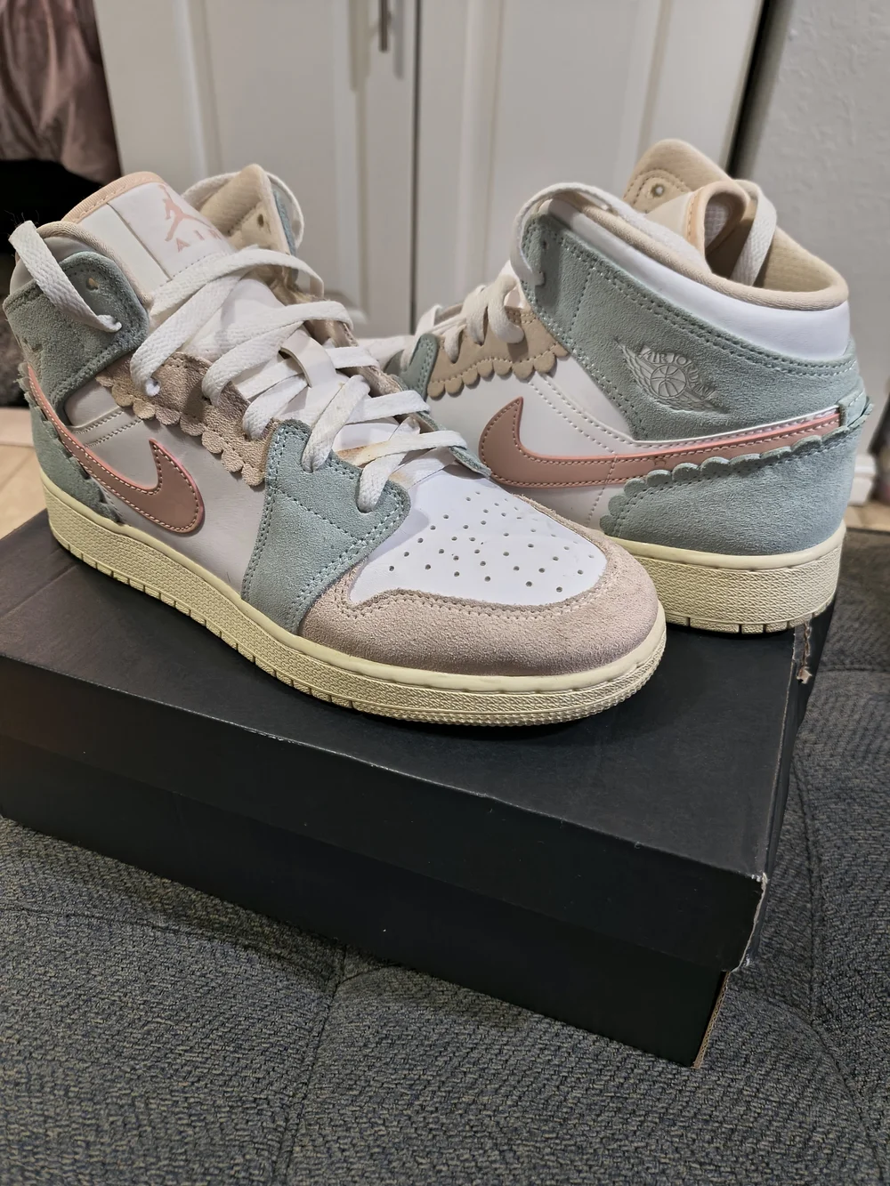 Nike Women's Air Jordan 1 Mid Pastel Pink & Mint Sneakers